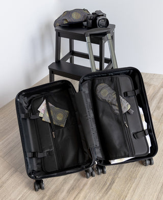 An interior view of the RUBY8WEAVER Spinner Carry On Suitcase